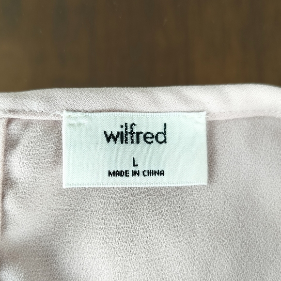 NWOT Aritzia Wilfred Ruffle Sleeve Pink Blush Fleurette Wide Leg Jumpsuit sz. L - Picture 2 of 14